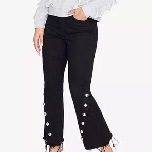 RACHEL ROY Crop Flare Silver Studded Black Denim Pants 25